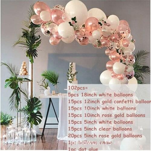 102Pcs Balloon Arch Colorful Party Pink Rose Golden Balloons Garland Arch Wedding Birthday Festival Decoration