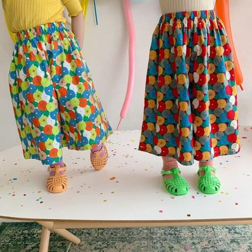 2021 Summer New kids Clothes Floral Loose Plants for Sisters Korean Casual Girls Clothing