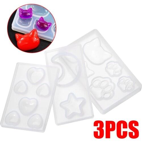 3pcs/Set Star Moon Cat Footprint Silicone Mold Resin Epoxy Mold Jewelry Making Mold For Making Necklace Pendant Jewelries
