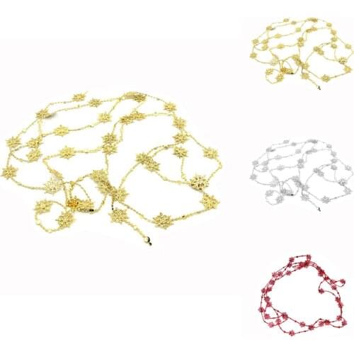 5pcs 270cm Christmas Chain Ornaments Snowflowers Bead Chain Party Wedding Decorations Hanging Pendants Xmas Tree DIY Decor