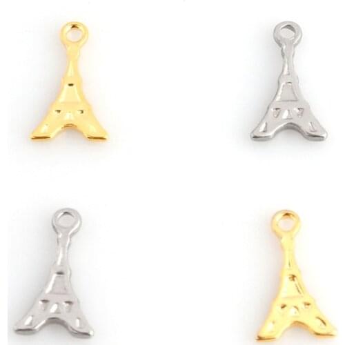 20pcs 12x7mm Stainless Steel Accessories Eiffel Tower Pendant Charm For Jewelry Earring Necklace Pendant Making DIY Accessories