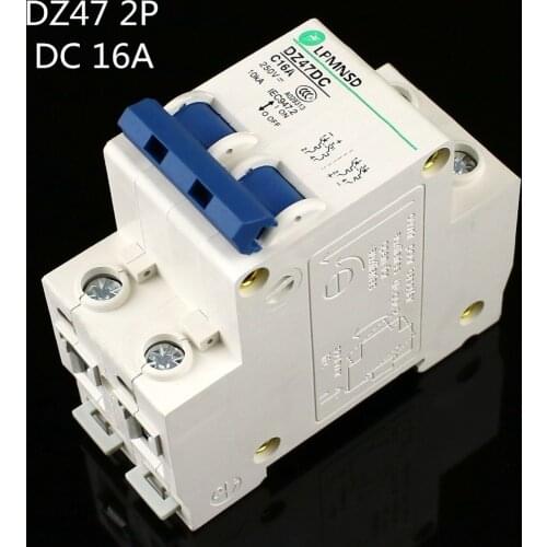 DZ47 2P 16A DC 250V Circuit breaker MCB 2 Poles MCB Solar Energy Photovoltaic PV Mini DC Circuit Breaker