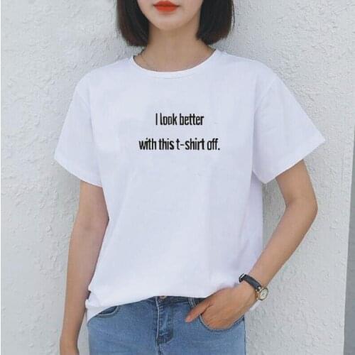 White Letter Print T Shirt Women Short Sleeve O Neck Loose Tshirt Summer Women Tee Shirt Tops Camisetas Mujer