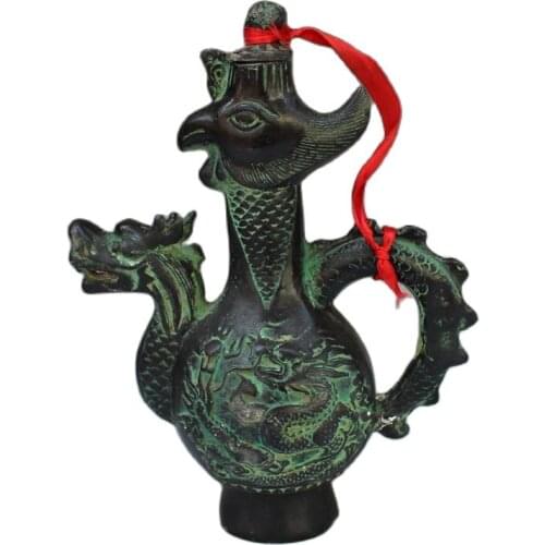 Bronze ware Longfeng Chengxiang Bronze Pot Longfeng Wine Pot Platform Craft Gift