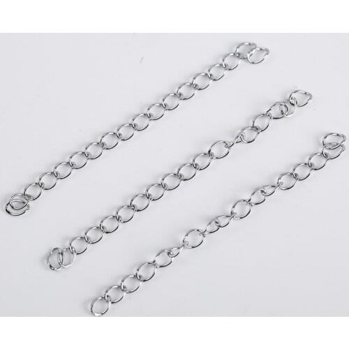 50Pcs Stainless Steel Extended Tail Extension Chain Findings Necklace Bracelet Accessories Diy Jewelry Making Supplies