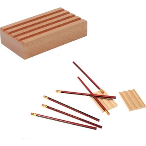 Wooden Pencil Holder Montessori Writing Training Materials Organizer for Childrens Table Kids Early Language Learning Tools