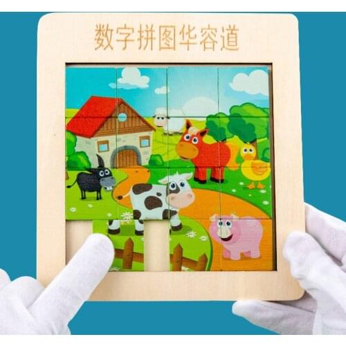 Children Wooden Sliding Block Puzzle Montessori Toys Number Klotski Table Educational Jigsaw Logical Reasoning Game Toy For Kids