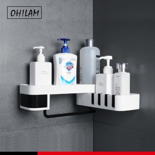 Shower Caddy Adhesive Bathroom Kitchen Shelf Organizer Wall Mounted Storage Rack No Drilling Shower Shelf Shampoo Spice Holder