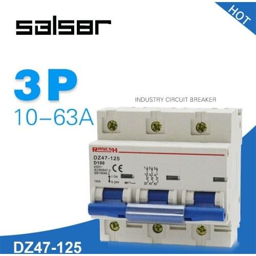 DZ47-100 3P 400V D Type Atmosphere Air Switch C45 Type Small-sized Mini Circuit Breaker 80A 100A 125A