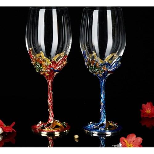 Enamel painted European goblet glass wine glass with decanter wine glass set home wine cabinet gift decoration LB031012