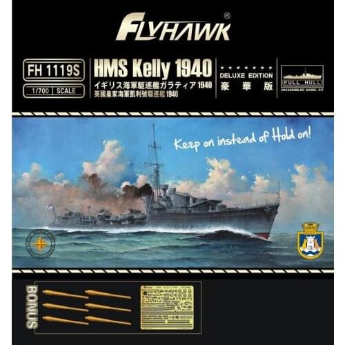 Flyhawk FH1119S 1/700 HMS Destroyer Kelly 1940 (Deluxe Edition) - Scale model Kit