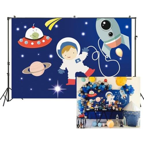 HUAYI Photography Backdrop Birthday Baby Shower Boys Photo Background astronaut cosmos Newborns Studio Photo Backdrop W-2256