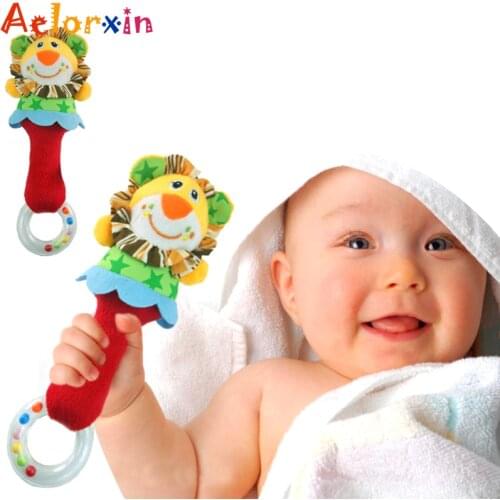 2M-3Y Animal Plush Toy Baby Toys Cartoon Animal Baby Plush Rattle Mobile Bell Toy Newborn Infant Toddler Early Educational Toys