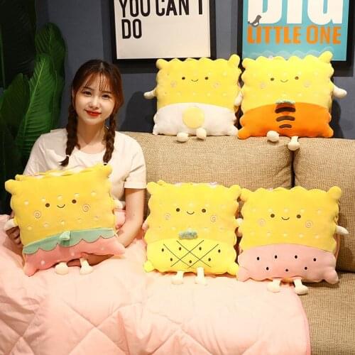 Creative Sandwich Biscuits Plush Pillow Round Shape Square Sesame Plain Cookie Lifelike Food Snack Blanket Cushion Plushie Props
