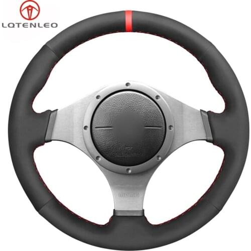 LQTENLEO Black Suede DIY Car Steering Wheel Cover For Mitsubishi Lancer Evolution 8 VIII 2003-2005 Lancer Evolution 9 2005-2007