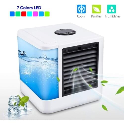 Mini Air Conditioner Air Cooler Fan 7 Colors Light USB Portable Air Conditioner 3 Gear Personal Space Air Cooling Fan