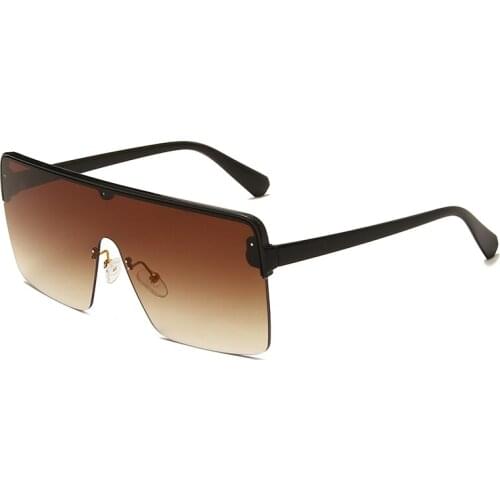 Fashion Square Frameless Gradient Sun Glasses Women Pink Mirror Flat-topped Sunglasses Women/Men Brand Designer Retro De Sol