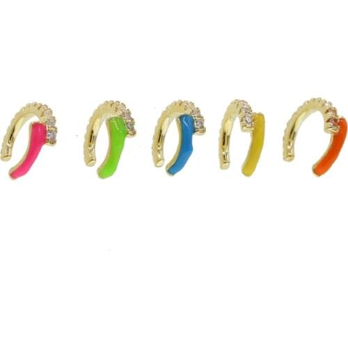 Trendy Clip on Earrings Earcuffs for Women Gold Color C Shaped Stackable enamel Ear Cuff No Pierced Party Wedding Jewelry 2020