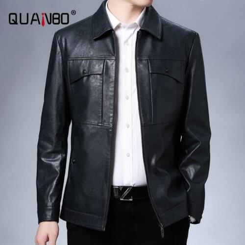 Mens Spring Autumn Thin Mens Business Lapel Leather Jacket 2021 New Classic Design PU Leather Jacket Brand Leather Clothing