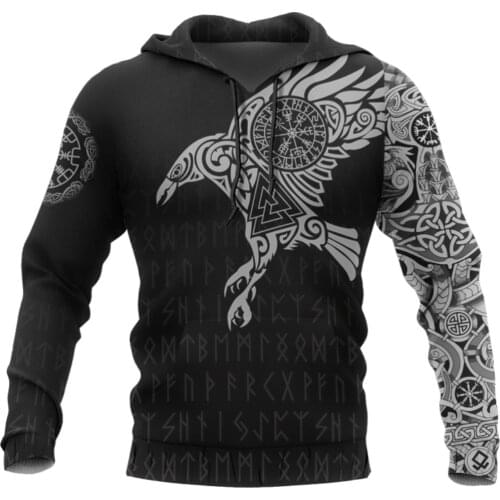 2021 NEW Viking Tattoo 3D Printed Men hoodies Harajuku Fashion Hooded Sweatshirt Autumn Unisex hoodie mens clothing streetwear