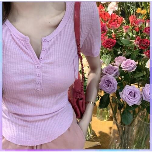 Solid T-shirt Womens Tee Shirt White T-shirt V-neck Ice Silk Thin T-shirts Summer Top Slim Short Short Sleeve Tops Female