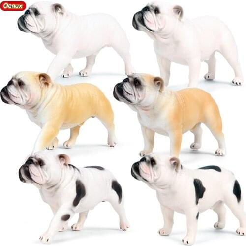 Oenux Classic English Bulldog Simulation Animal Pet Dog Model Action Figures Pvc High Quality Cute Lifelike Decoration Kids Toy