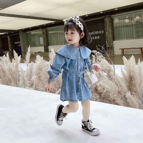 Girl Dress Kids Baby Gown 2021 Cool Jean Winter Autumn Toddler Princess Outwear School Uniform Dresses Children Clothing