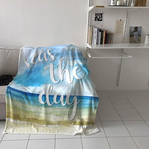 Beach Sea Watercolor Throw Blanket Picnic Travel Blanket Portable Soft Bedspread Microfiber Flannel Blankets for Beds