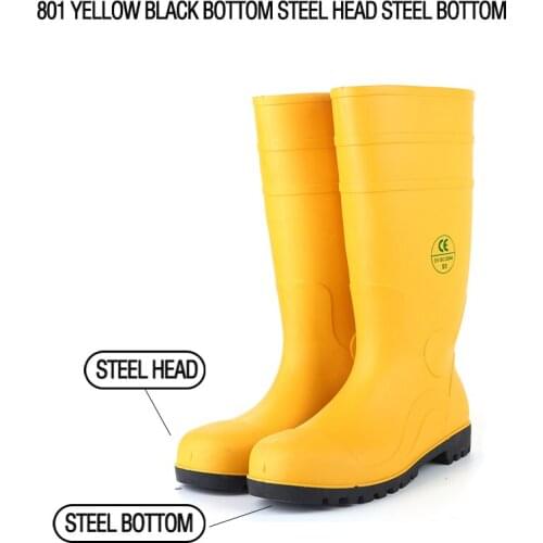 Working steel toe inserts PVC safety rain boots uppers knee water shoes clear fashion rain boots