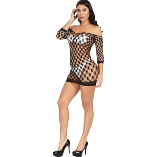 Sexy Sheer Mesh Fishnet Bodystockings Half Sleeve Seductive Erotic Lingerie Dress Elegant Teddies Bodysuits Porno Underwear