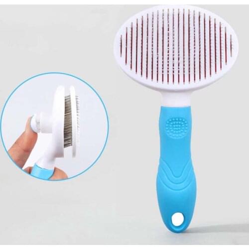 Steel Needle Automatic Fade Hair Dog Comb Pet Brush Hair Removal Easy Clean Compact Mesh Comb Longhair Cat TPR Material
