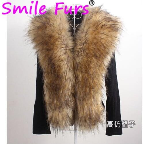 Qearlstar 2019 Super Luxury Faux Raccoon Fur Scarf 160*20cm Winter Jacket Coat Fur Decor Thicken Warm Wraps Shawls Collar ZKG10