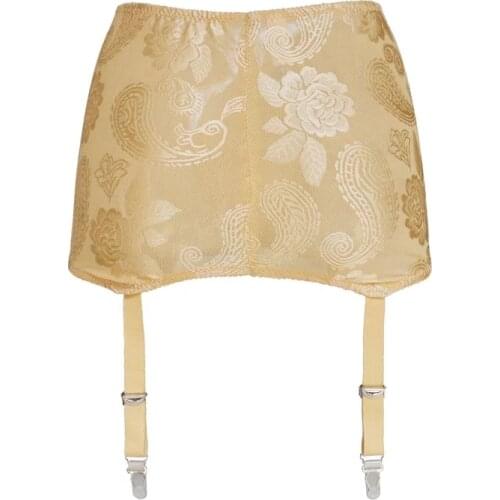 Vintage Floral Lace Harness Golden High Waist Womens Garter Belt for Stockings Sexy Suspenders Wedding Garters Lingerie S503G