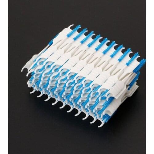 Floss Sticks 20-200pcs Double Floss Head Hygiene Dental Silicone Interdental Brush Toothpick