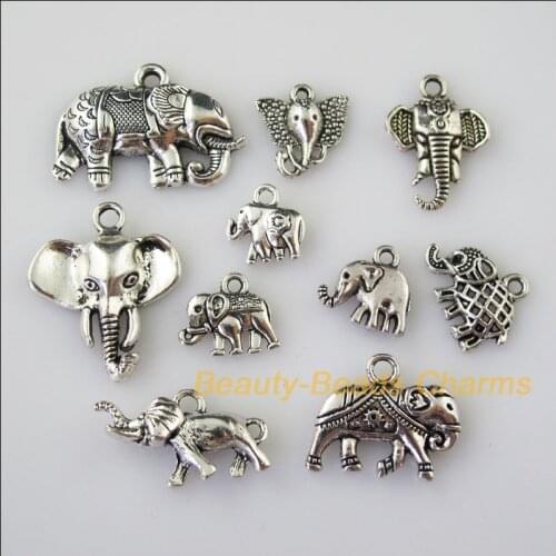 20Pcs Antiqued Silver Color DIY/Animal Elephant Mixed Charms Pendants