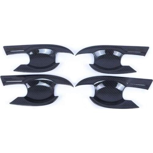4PCS for Nissan Navara NP300 2015-2020 Carbon Fiber Car Side Door Handle Bowl Cover Trim Sticker Decoration Accessories