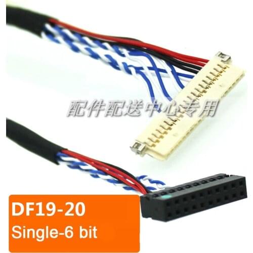5pcs x DF19- 20pin Single 6 Bit LCD LVDS Cable for Monitor Panel Controller Borad Cable 250mm Free Shipping