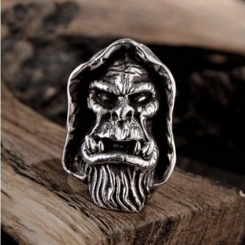 999 STERLING SILVER MENS demon Vintage high details Thai Retro PUNK Ring Jewelry A4450