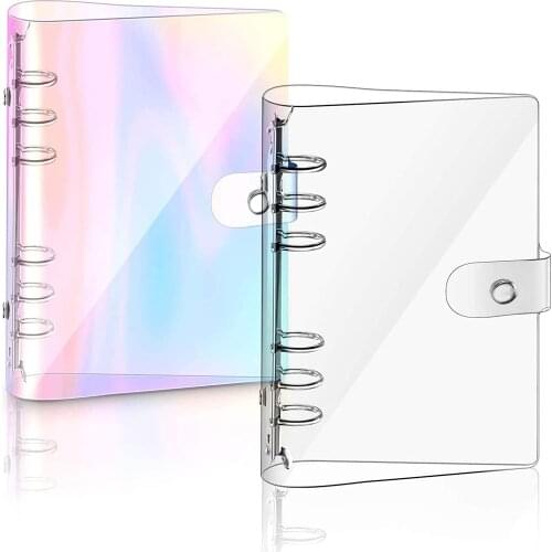 A5 Rainbow Clear PVC Binder Cover Notebook Binder Protector Refillable Binder for Filler Paper, Loose Leaf Personal Planners