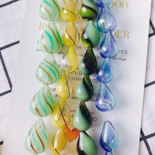 DIY jewelry accessories various patterns drop-shaped blown glass beads jewelry accessories materials