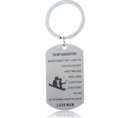 12PC/Lot Mum Love Daughter Keychain Stainless Steel Dog Tag Charms Keyring Girls Mom Family Key Chain Mothers Kids Jewelry Gifts
