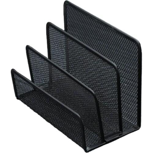 Black Mesh Desktop Letter File Holder Office Desk Organizer with 3 Compartments Drawer Collection Storage Office Desk Mail Home
