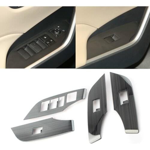 For Toyota RAV4 2019-2020 Car Interior Window Lift Panel Switch Molding Decoration Cover Trims 4Pcs/Set LHD model only