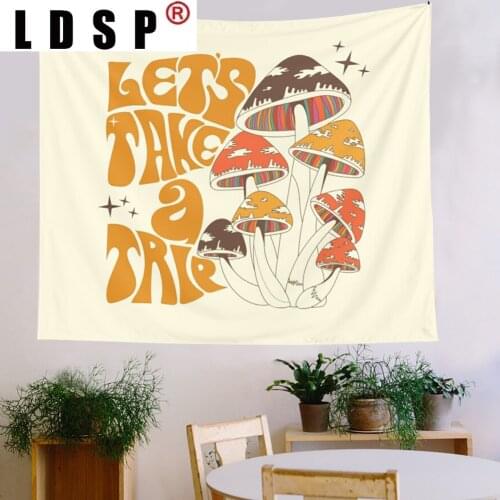 LDSP Retro Mushroom Dorm Tapestry Wall Hanging Covering Rugs Background Cloth Beach Mat Blanket Art Bedroom Living Home Decor