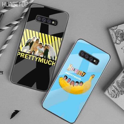 HUAGETOP prettymuch Cool Silicone Black Phone Case Tempered Glass For Samsung S20 Plus S7 S8 S9 S10 Plus Note 8 9 10 Plus
