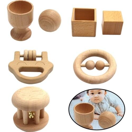Baby Montessori Toy Set Wooden Teether Music Cognition Early Educational Toys