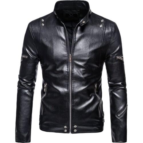 Good Quality Men Leather Jackets and Coats Slim Fit PU Leather Coats Moto Biker Style Leather Jackets Large Size Learher Coats