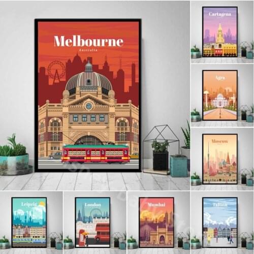 New York London Amsterdam City Map Vintage Retro Travel Classic Canvas Paintings Posters Wall Art Pictures for Home Living Room