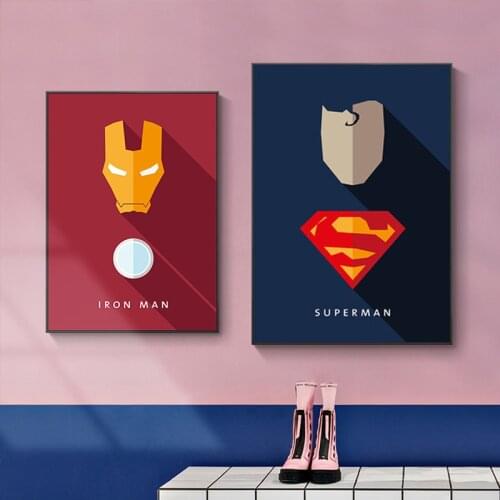 Marvel Superhero Avengers Canvas Painting Childrens Room Mural Spider-Man Iron Man Bedroom Posters and Print Wall Art Picture