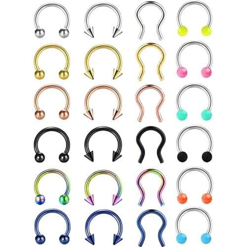 Stainless Steel Nose Rings Hoop Septum Piercing Cartilage Helix Tragus Earring Lip Horseshoe Piercing Jewelry